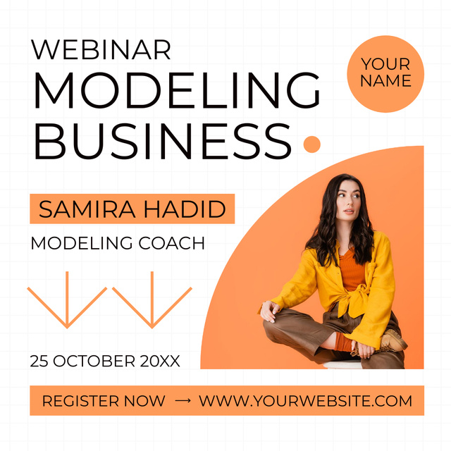 Announcement about Webinar on Modeling Business Instagramデザインテンプレート