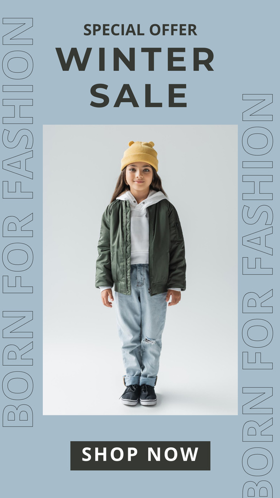 Designvorlage Special Winter Sale Kids Clothing Collection für Instagram Story