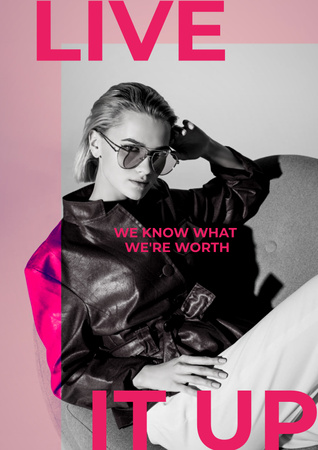 Modèle de visuel Fashion Ad with Stylish Woman - Poster