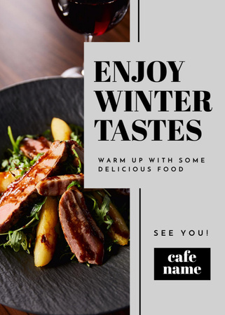 Winter Tasty Dishes Ad Flayer Design Template