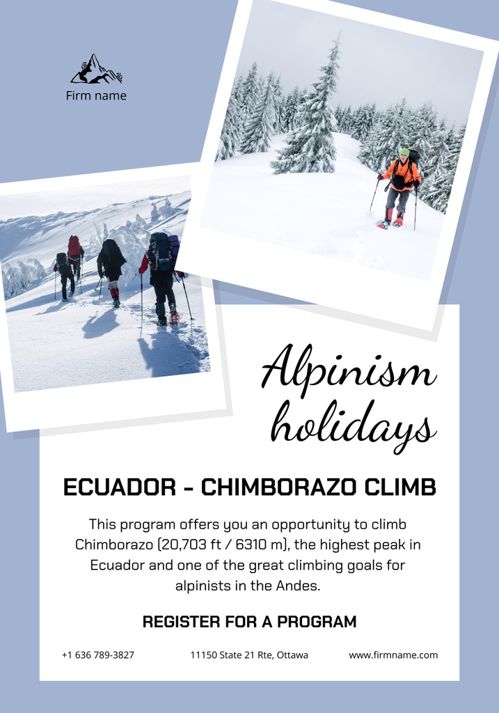 Climbers on Mountain And Alpinism On Holidays Promotion Poster 28x40in Modelo de Design
