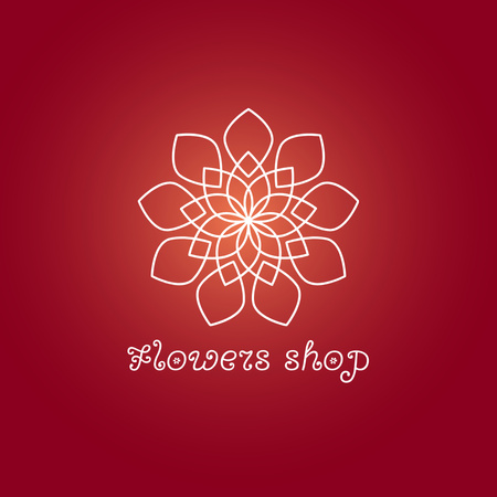 Floral Shop Promotion With Flower Emblem In Red Logo 1080x1080px Design Template