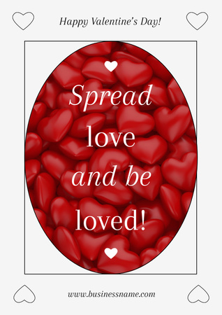 Designvorlage Valentinstag-Phrase mit niedlichen roten Herzen für Poster