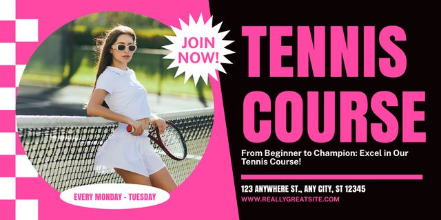 Tennis Sport Classes for Adults Twitter Πρότυπο σχεδίασης