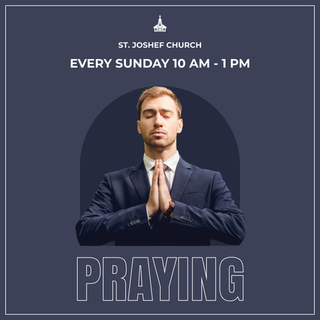 Plantilla de diseño de Domingo orando en la iglesia Instagram 