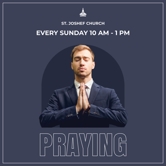 Ontwerpsjabloon van Instagram van Sunday Praying in Church