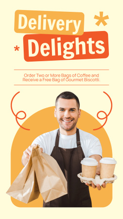Plantilla de diseño de Deliciosa oferta de café y pastelería con entrega a domicilio Instagram Story 