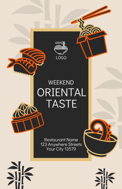 Offer of Oriental Food Menu Recipe Card Tasarım Şablonu