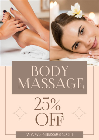 Professional Body Massage With Discount Offer Poster Design Template