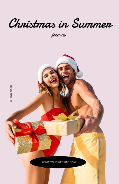 Plantilla de diseño de Amazing Christmas in Summer with Happy Couple Flyer 5.5x8.5in 
