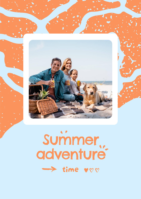 Happy Family on Vacation with Dog Poster – шаблон для дизайну