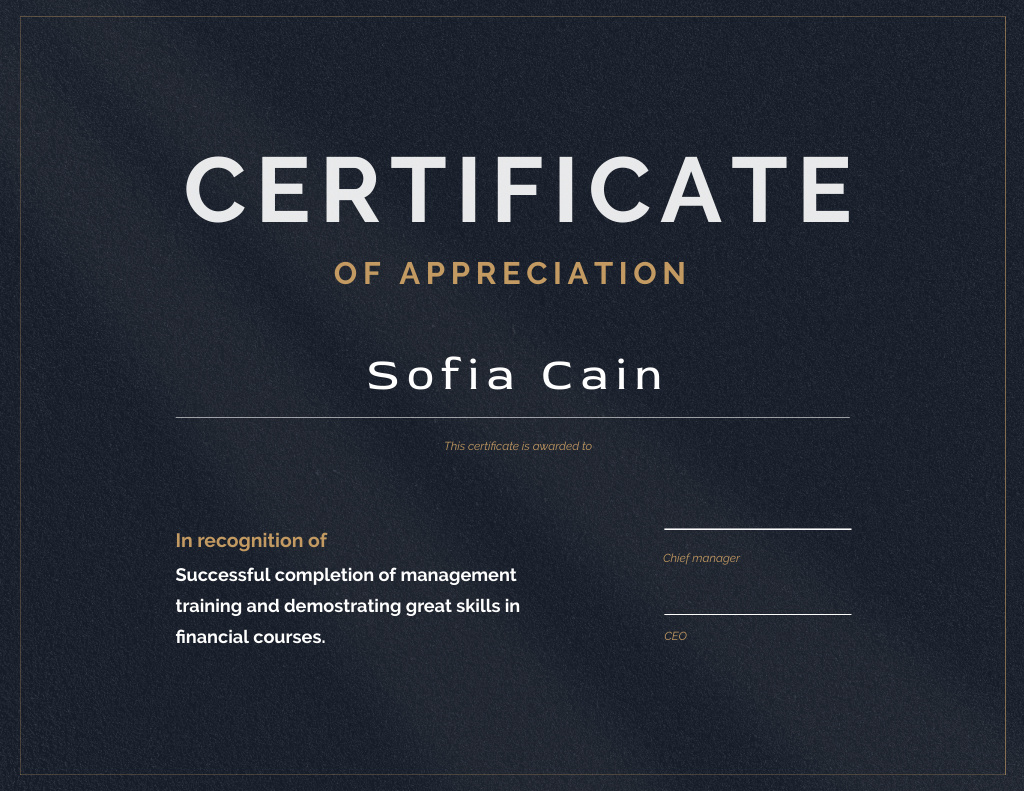 Business Courses completion Appreciation Certificate – шаблон для дизайну