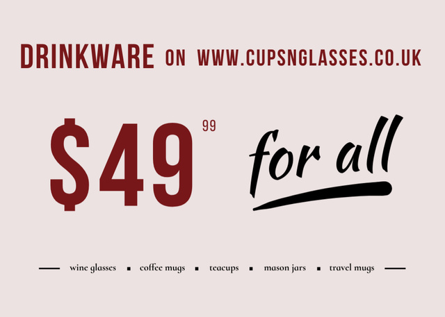 All Drinkware Items Discount Flyer 5x7in Horizontal Design Template