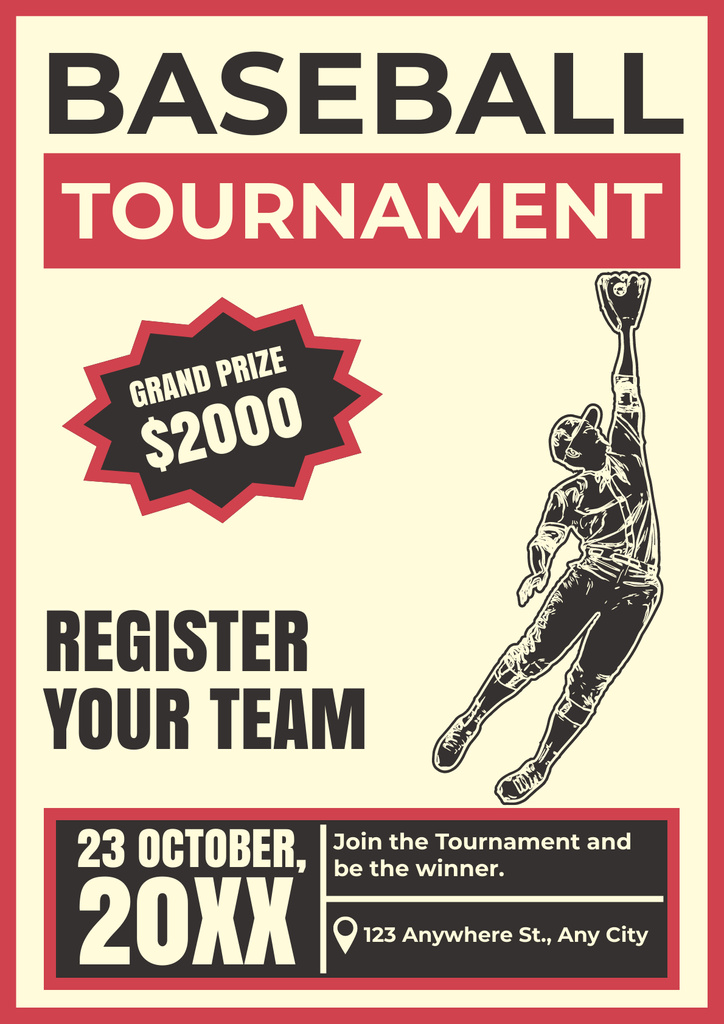 Plantilla de diseño de Basketball Tournament Announcement with Soccer Player Poster 