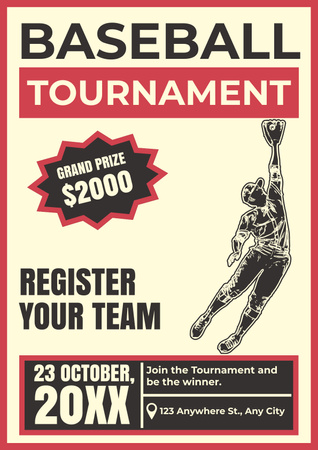 Basketball Tournament Announcement with Soccer Player Poster Design Template
