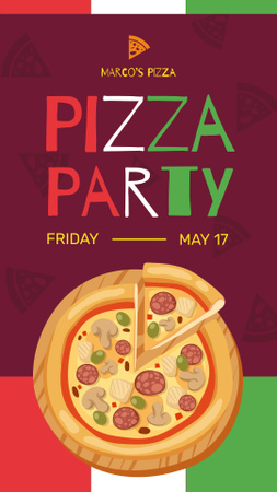 Pizza Party Day Ad on Italian Flag Instagram Story Design Template