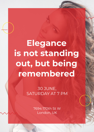 Elegance quote with Young attractive Woman Invitation Design Template