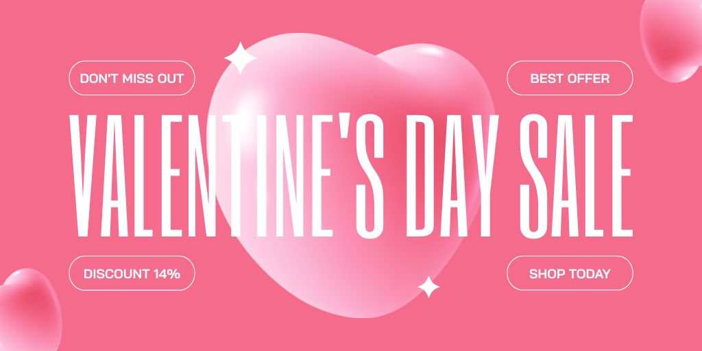 Unmissable Valentine's Day Sale Offer With Heart Twitter Tasarım Şablonu