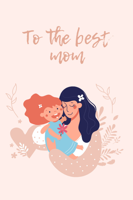 Greeting for Best Mom Ever Postcard 4x6in Vertical Design Template