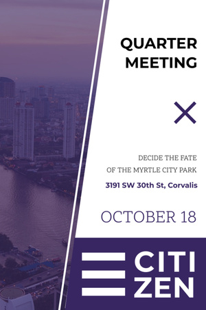 Quarter Meeting Announcement with City View Flyer 4x6in Design Template