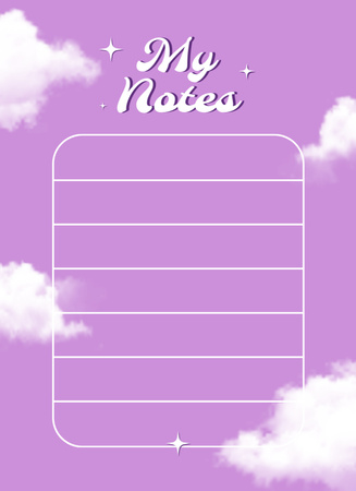 Personal Planning With Clouds In Violet Notepad 4x5.5in Design Template