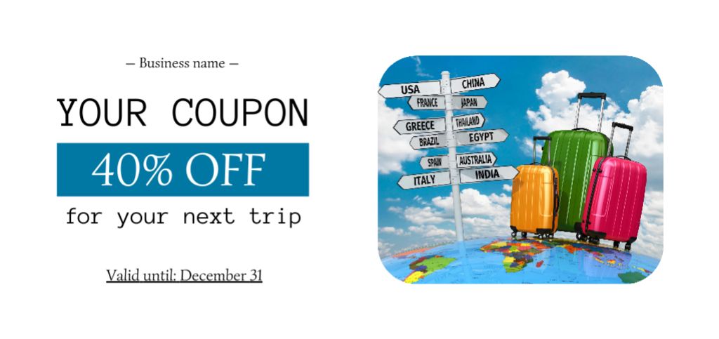 Wonderful Travel Tour Offer With Discount Coupon Din Large Πρότυπο σχεδίασης