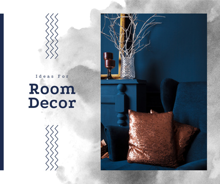 Cozy interior in blue colors Facebook Design Template