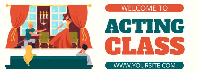 Acting Class Announcement with Performance Illustration Facebook cover Design Template
