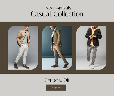 Casual Outfits Collection For Men With Discount Offer Facebook Design Template