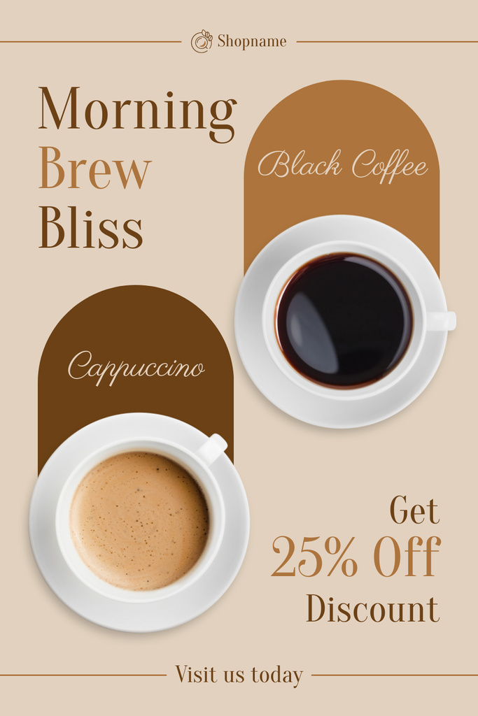 Ontwerpsjabloon van Pinterest van Various Types Of Coffee Drinks With Discounts Offer