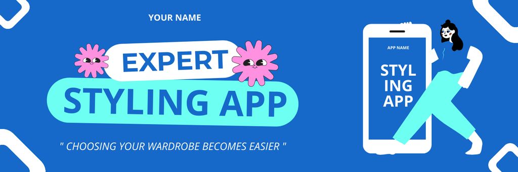 Template di design Expert Styling App Ad on Blue Twitter