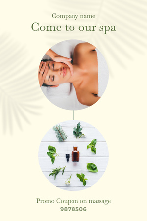 Designvorlage schöne frau mit gesichtsmassage im wellness-salon für Pinterest