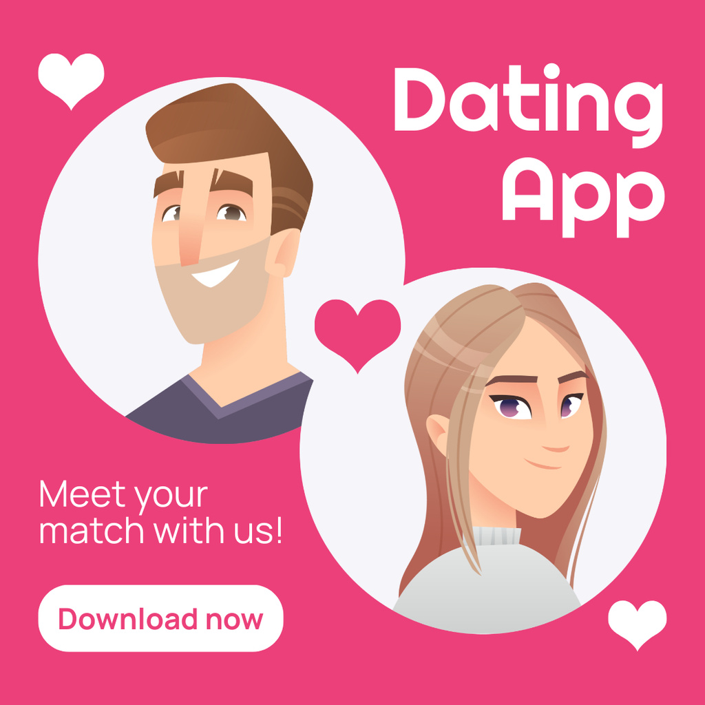 Dating Application Promotion on Vivid Pink Instagramデザインテンプレート