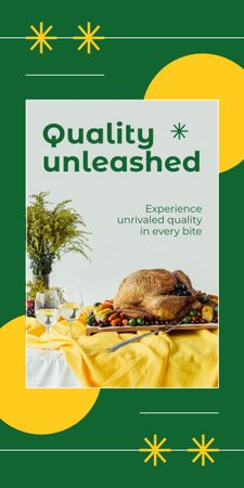 Designvorlage Fast Casual Restaurant-Werbung mit gebratenem Huhn auf dem Tisch für Graphic