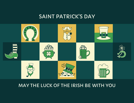 Ontwerpsjabloon van Thank You Card 5.5x4in Horizontal van Happy St. Patrick's Day Greetings in Green Color