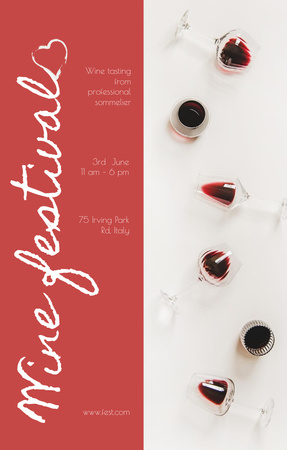 Wine Tasting Festival Announcement In Red Invitation 4.6x7.2in Design Template