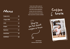 Coffee House Ad with Barista And Price List