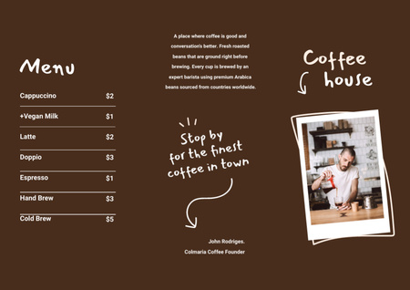 Coffee House Ad with Barista Brochure Din Large Z-fold Design Template