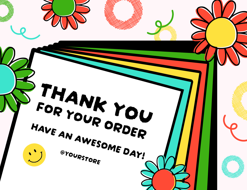 Thank You Message with Childing Drawing Thank You Card 5.5x4in Horizontal Design Template