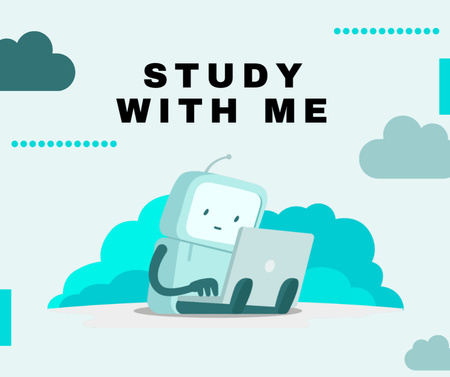 Cartoon Laptop Study Invitation Facebook Design Template