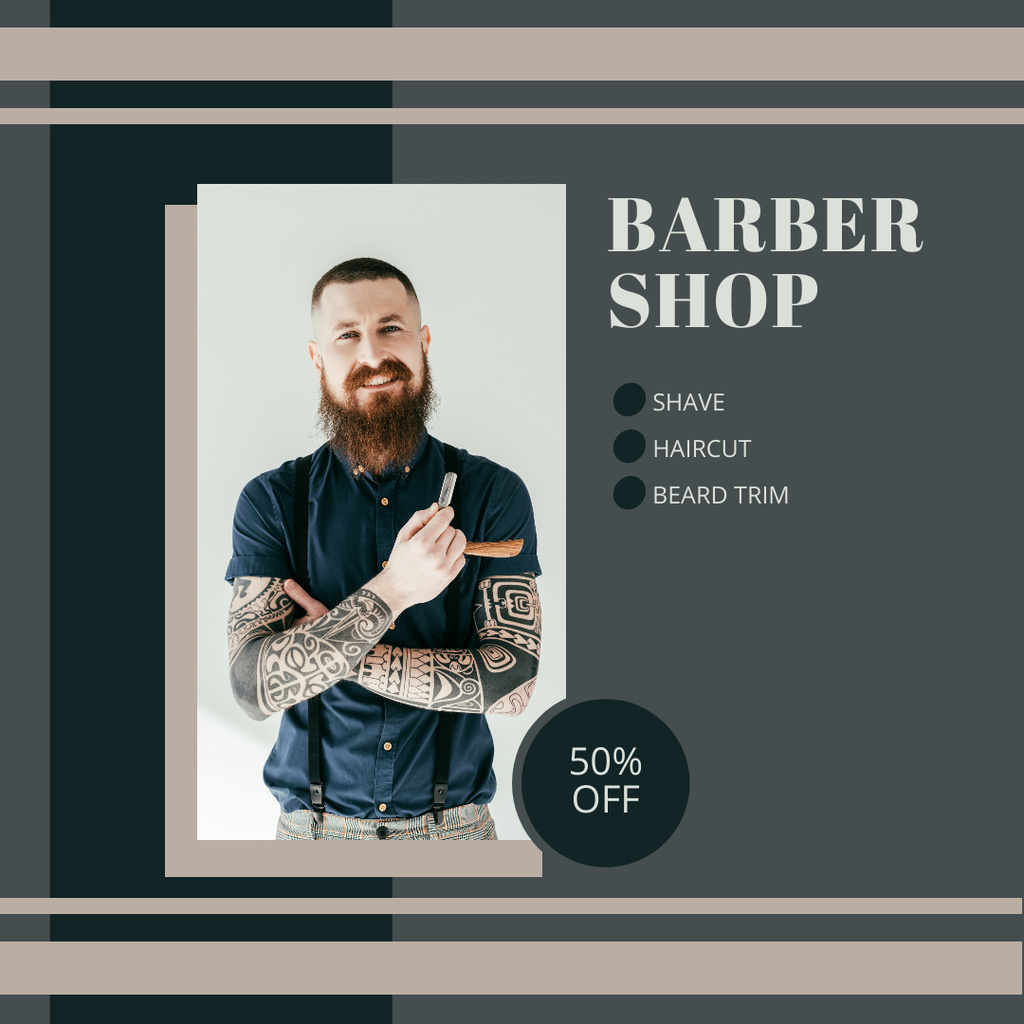Plantilla de diseño de Fashion Barbershop Services Instagram 