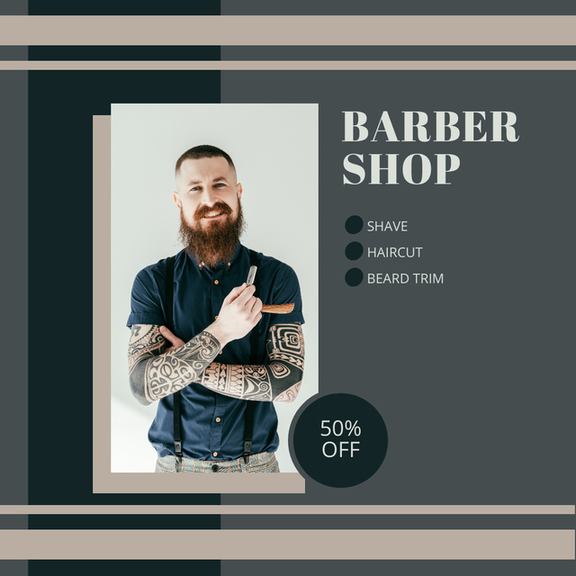 Modèle de visuel Fashion Barbershop Services - Instagram
