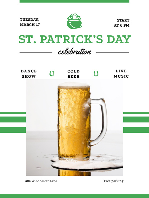 Platilla de diseño St.Patricks Day Celebration with Light Cold Beer Poster US