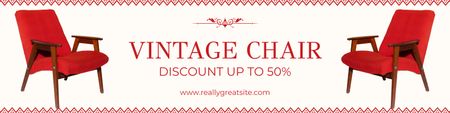 Time-aged Armchair With Discounts Offer In Antiques Shop Twitter Design Template