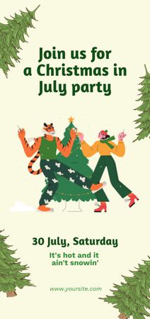 Template di design July Christmas Party Announcement with Dancing People Flyer DIN Large