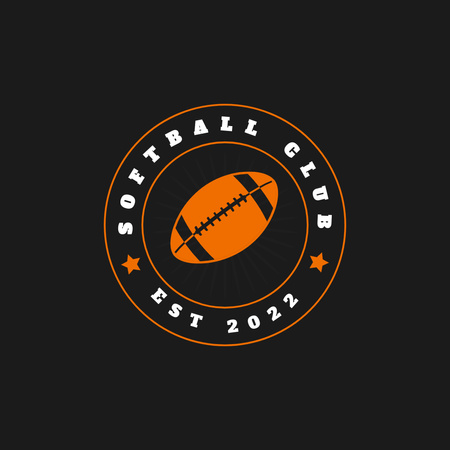 American Football Icon on Black Logo Design Template