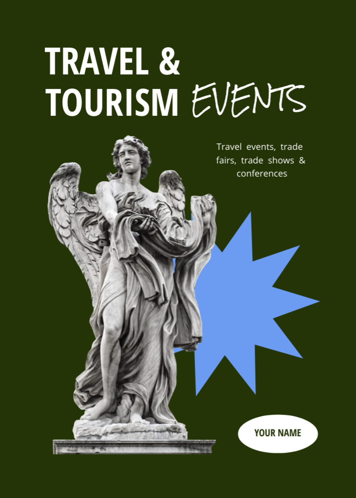 Ontwerpsjabloon van Flayer van Baroque Statue And Travel Agency Services Offer
