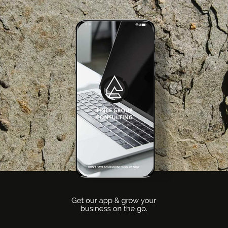 Business App Ad with Smartphone and Laptop Animated Post Šablona návrhu