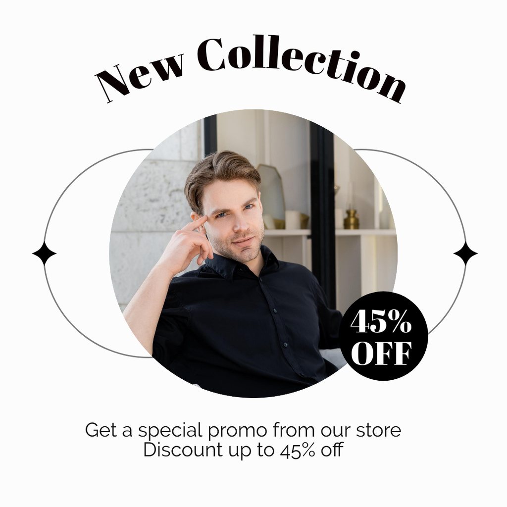 Modèle de visuel Men's Collection Sale Announcement with Offer of Discount - Instagram