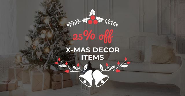 Christmas Decoration Offer with Gifts under Tree Facebook AD – шаблон для дизайна